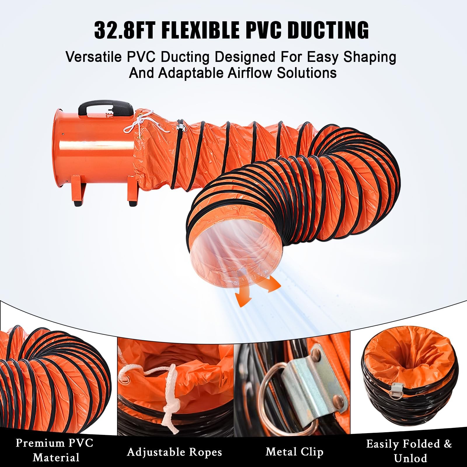 12 in Utility Blower Exhaust Fan with 32.8 ft Duct 3500 r/min & 3500 CFM
