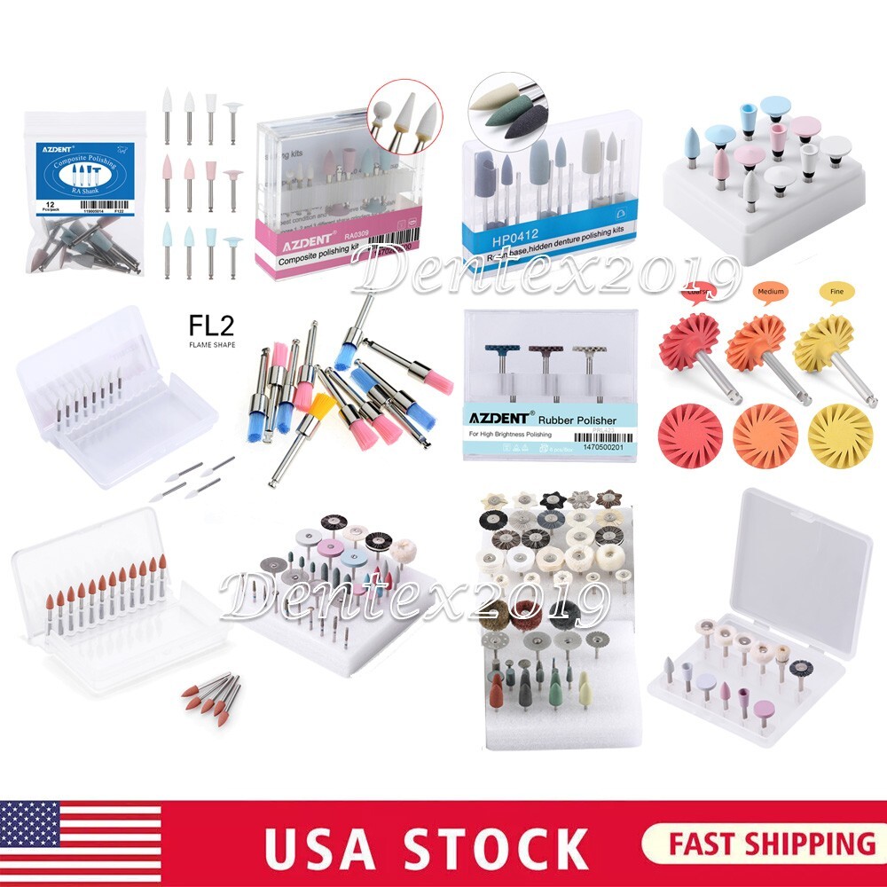 AZDENT Dental Lab Polishing Kit HP RA FG Polisher Burs For Low Speed Handpiece