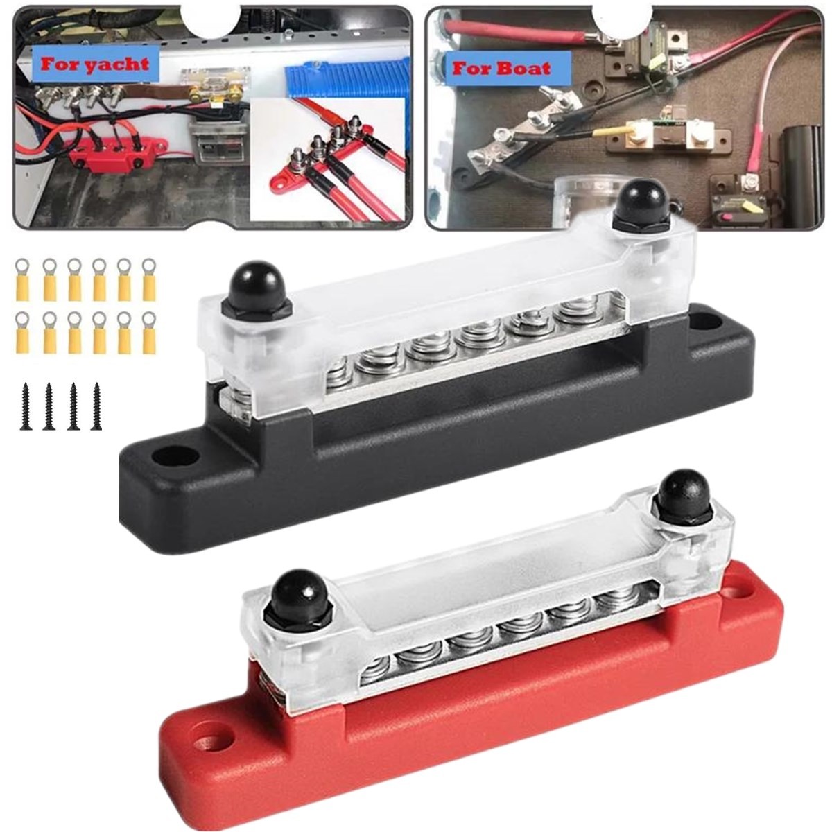 6 Way Bus Bar Power Distribution Terminal 150A Screws Battery Block for Car Boat