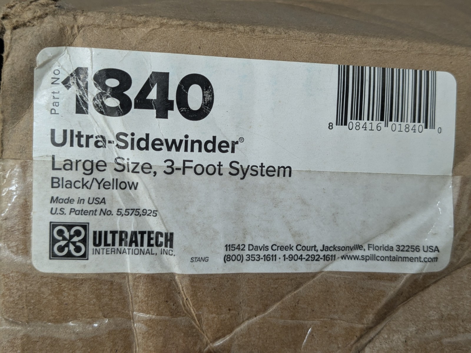 UltraTech Ultra-Sidewinder Cable Protector 1-Channel 3 Ft. Black / Yellow 1840