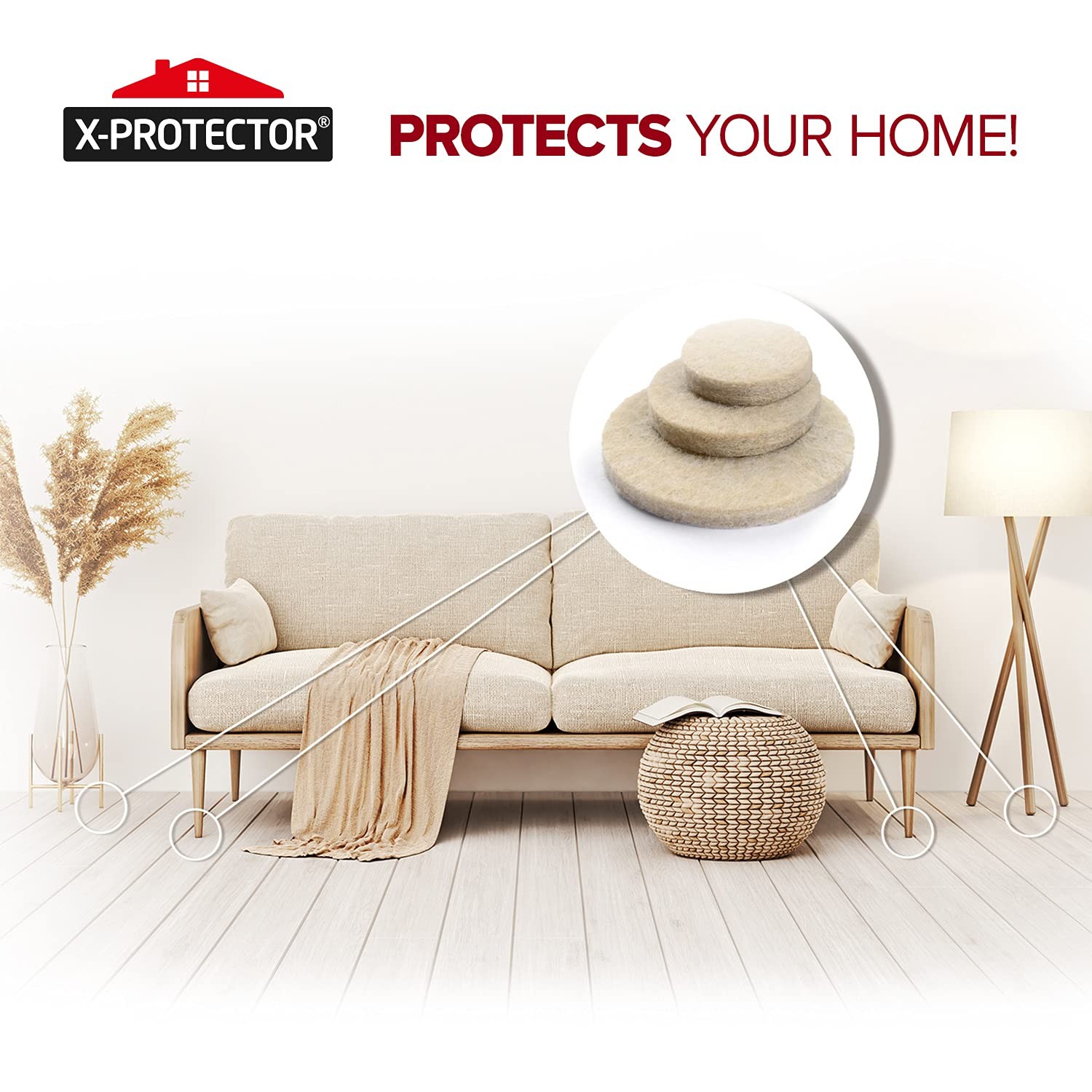 Best Felt Furniture Pads X-PROTECTOR – 48 48 PCS 1″ Beige, Round, Beige
