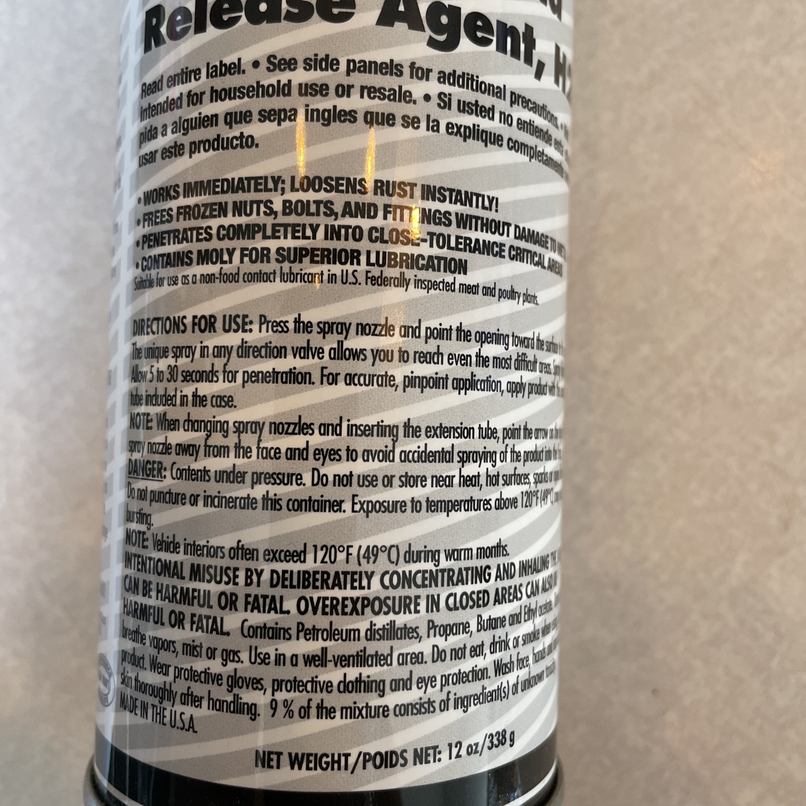 New CERTIFIED FREE Penetrant & Release Agent, H2 12oz / 338g