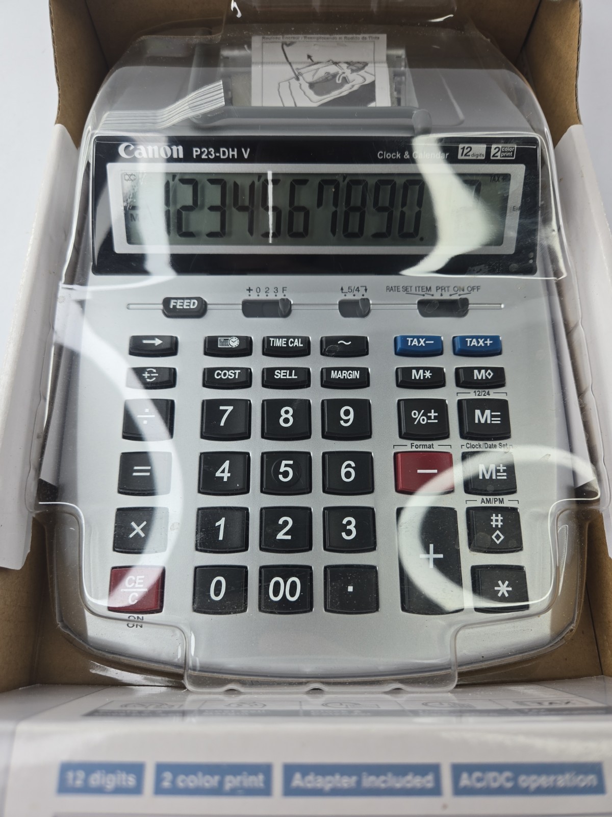 Canon P23-DHV Printing Calculator New Open Box AC Adapter Paper Roll Complete