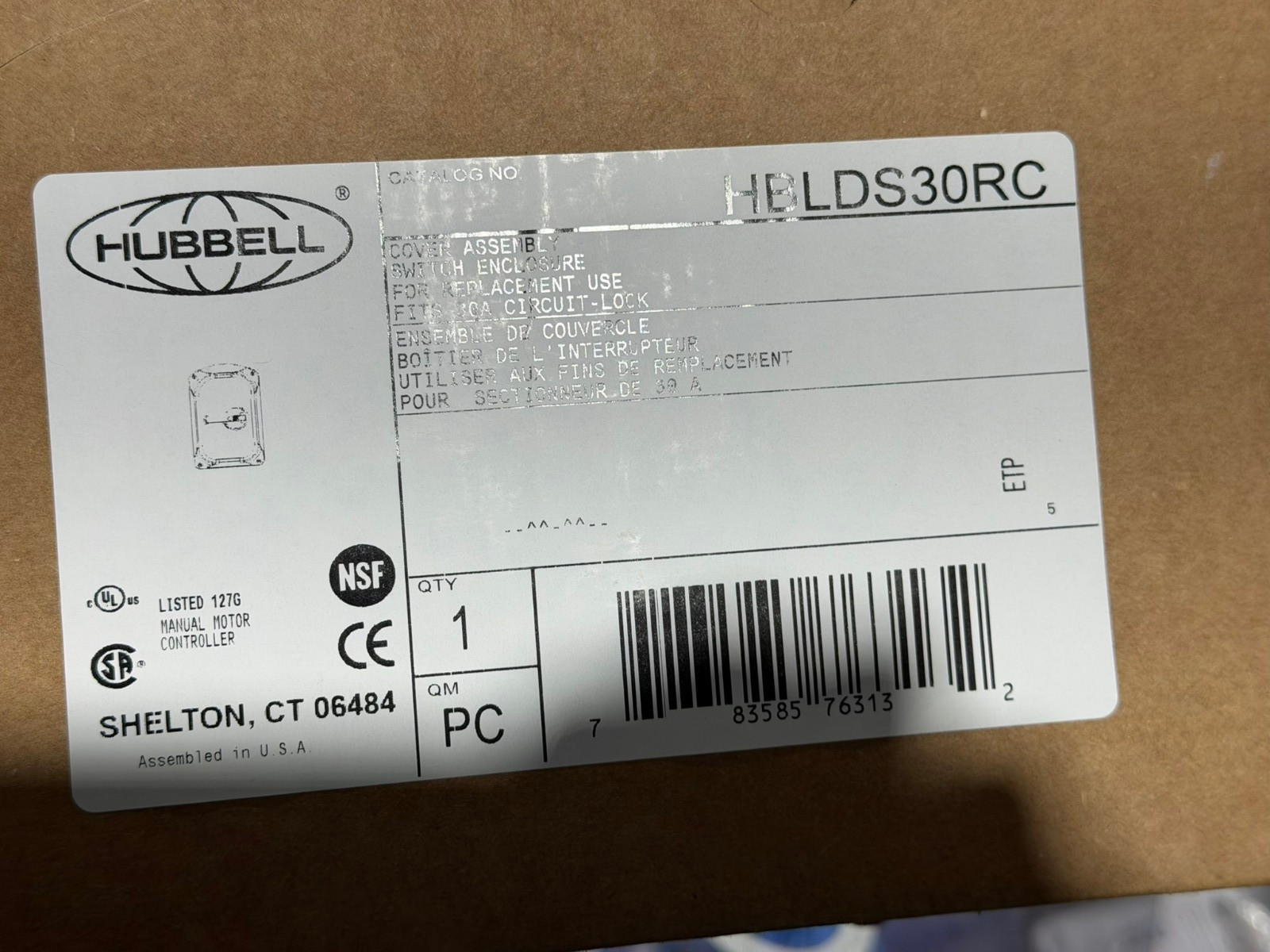 Hubbell Switch Disconnector HBLDS30RC – New in Box