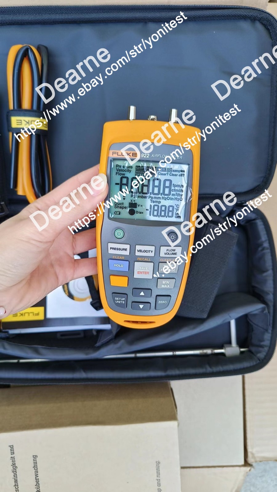 Fluke 922 Airflow Micromanometer with Bright Backlit Display/stock
