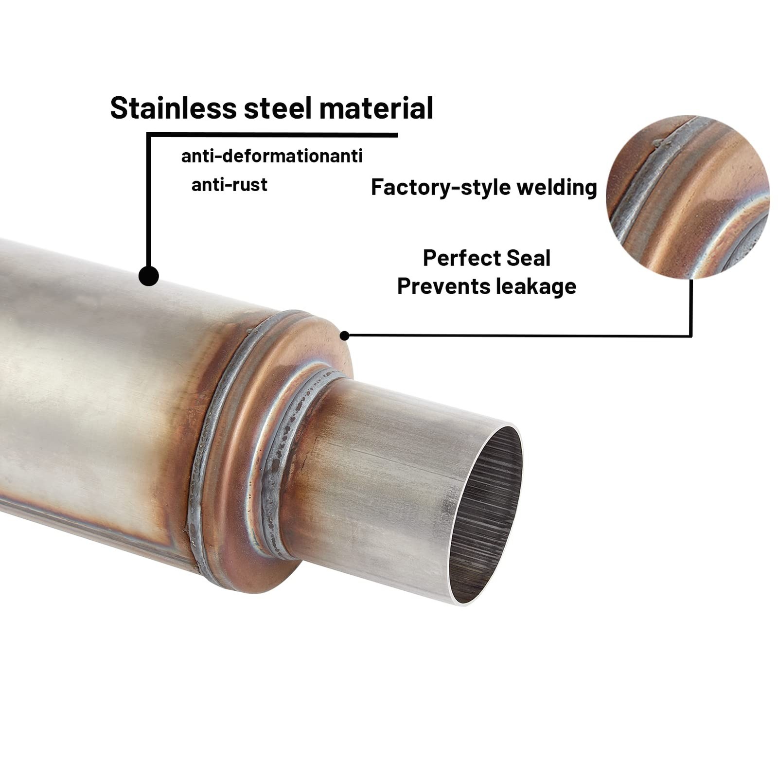 Exhaust Muffler Universal Stainless Steel Straight Through Design,Resonator S…
