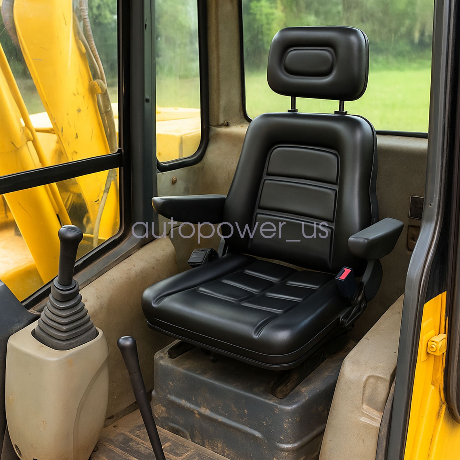 Universal Forklift Tractor Excavator Seat With Headrest & Safety Belt & Armrest