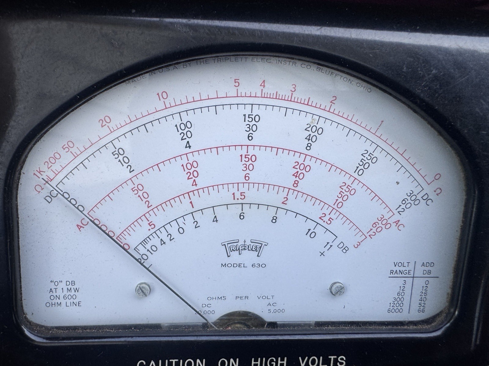 Triplett 630 Type 2 Analog Multimeter Volt Ohm Meter Untested