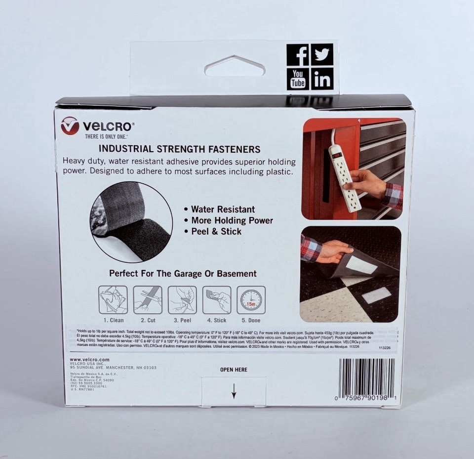 Velcro 2″ X 15′ Industrial Strength Sticky-Back Hook and Loop Fasteners T121