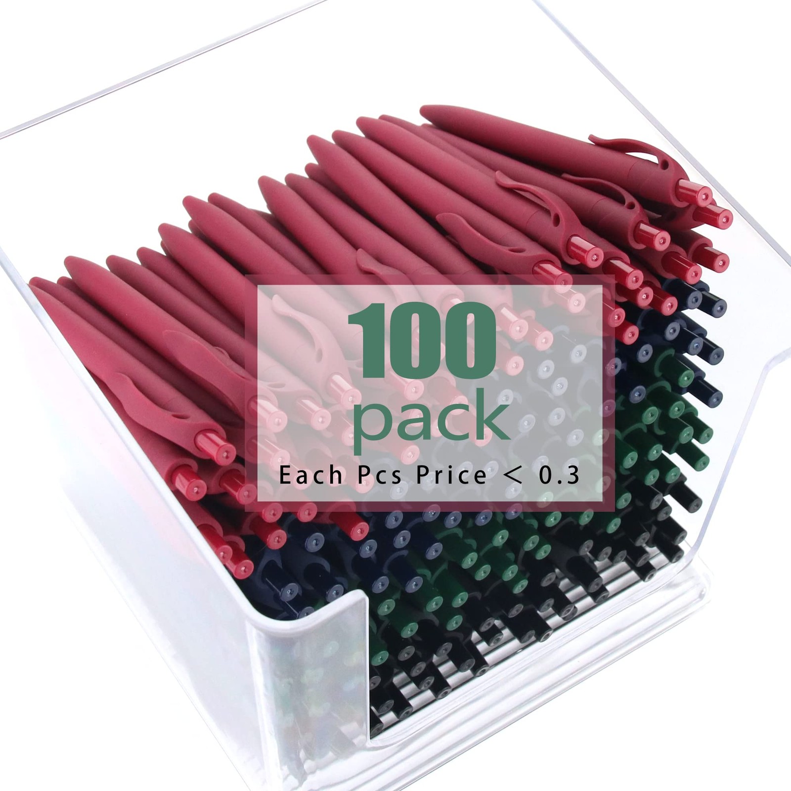Deegtran 100 Pack No Bleed Black Barrel Click 1 Count (Pack of 100),