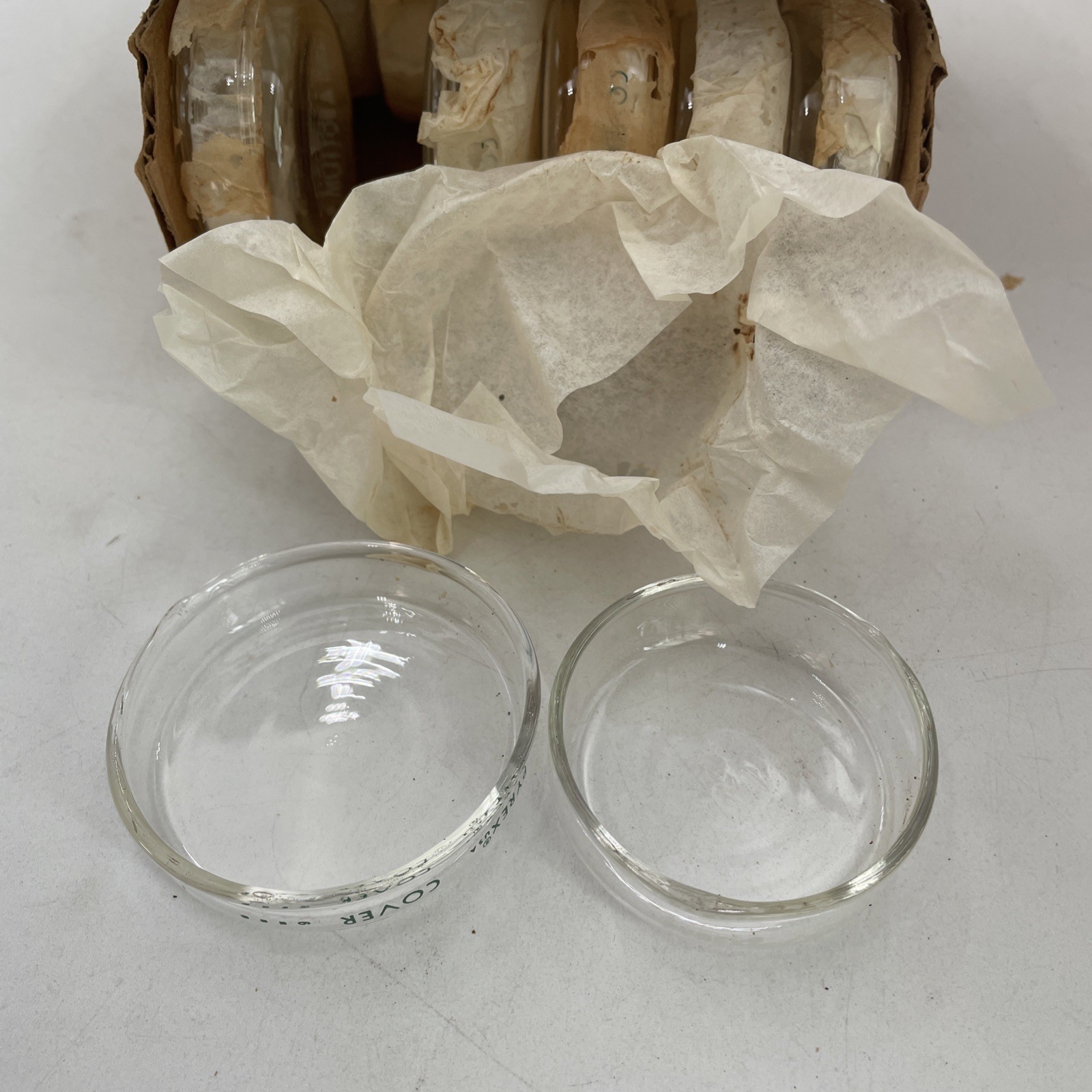PYREX 3160 60X15 Complete Petri Dish with Cover Corning New Old Stock Box Of 12