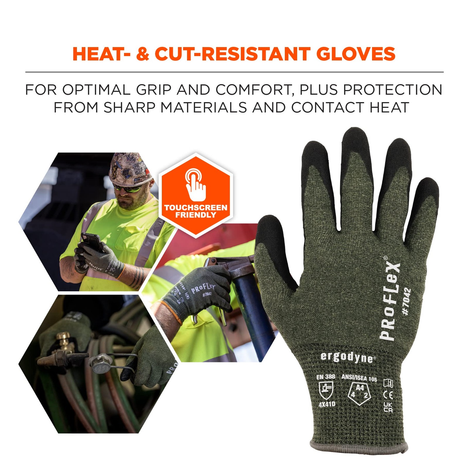 Heat Resistant Cut Resistant Gloves with Touchscreen Capability and Grip