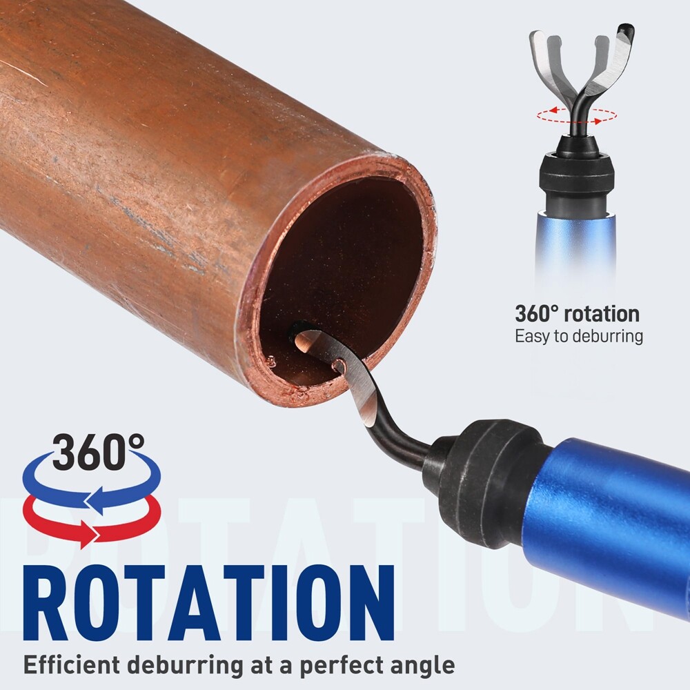 Deburring Tool 360° Rotary Head Deburring Tool 11 High Speed Steel Swivel Blades