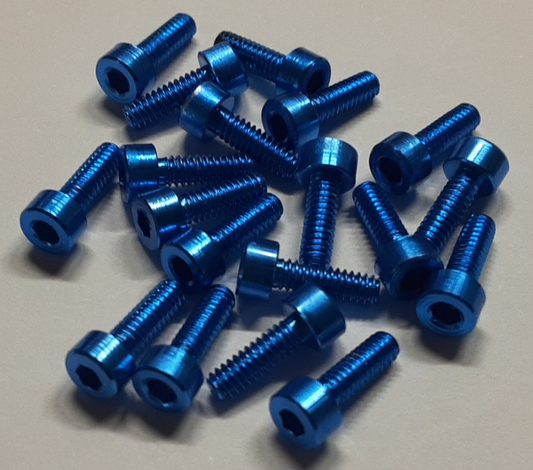 18pcs M2 X 6mm Long Socket Head Aluminum Allen screw Hex bolts 1.5mm Drive Blue