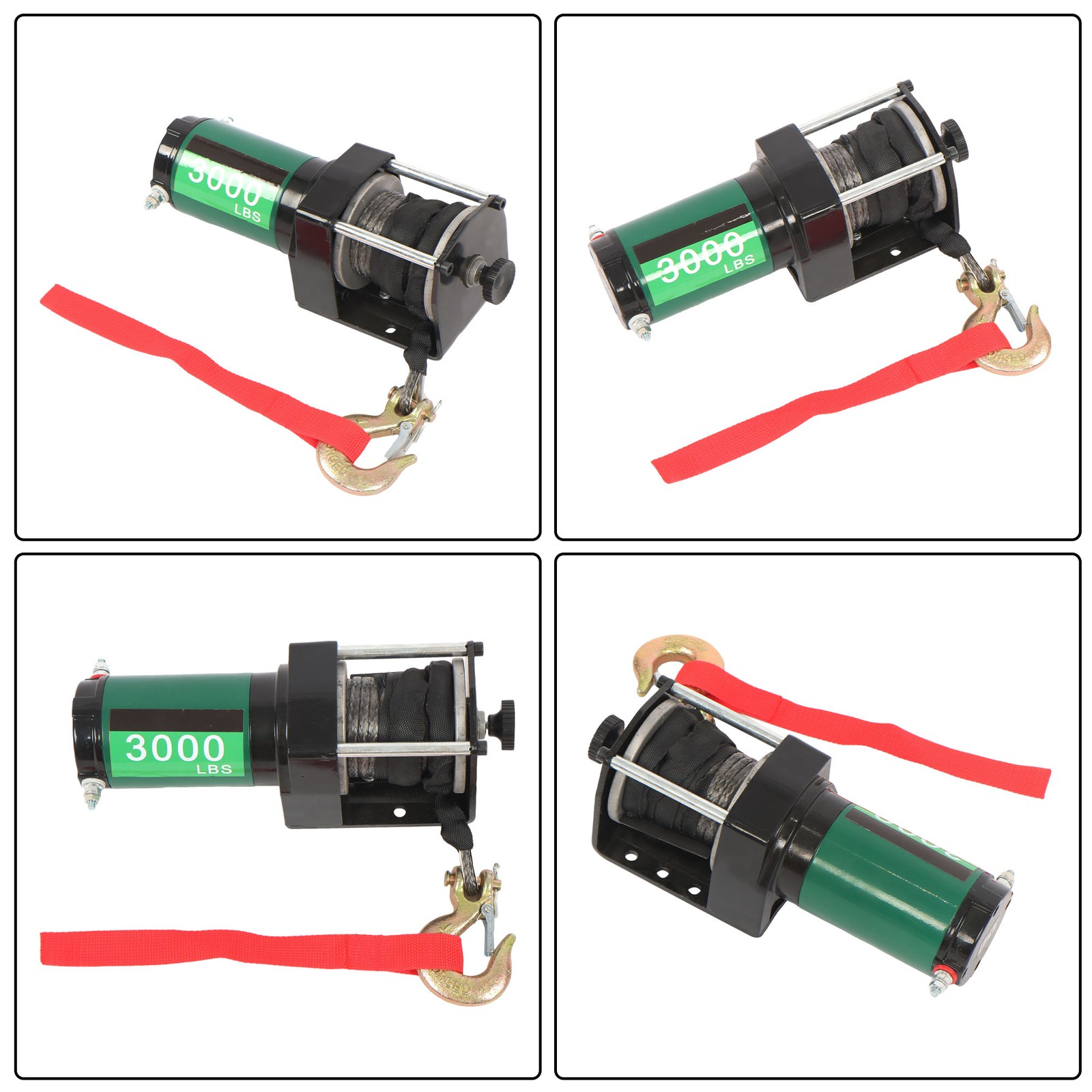 12V 3000LBS 1.3HP Electric Winch 32ft Synthetic Rope Wireless & Wired Remote