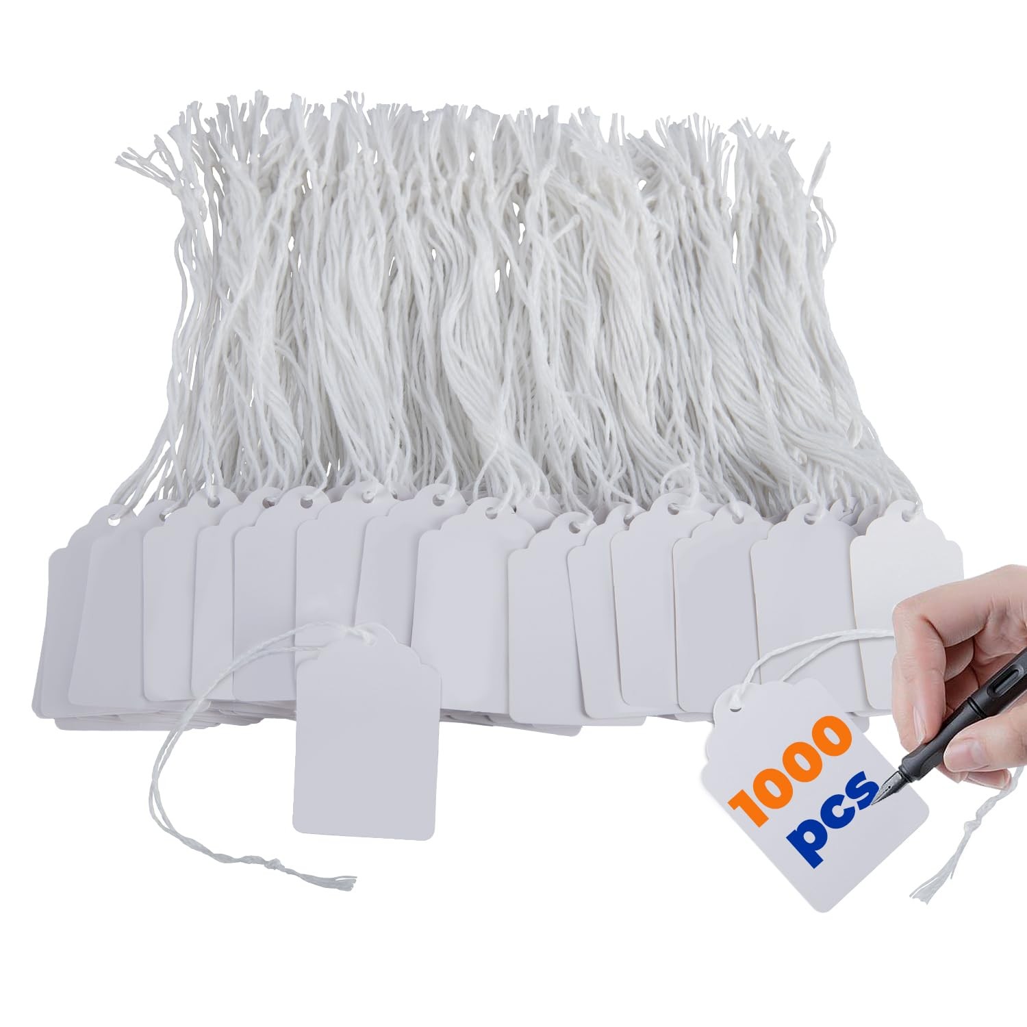 Price Tags with Strings 1000pcs – 1.375″ x 2.125″, White – Smooth Surface