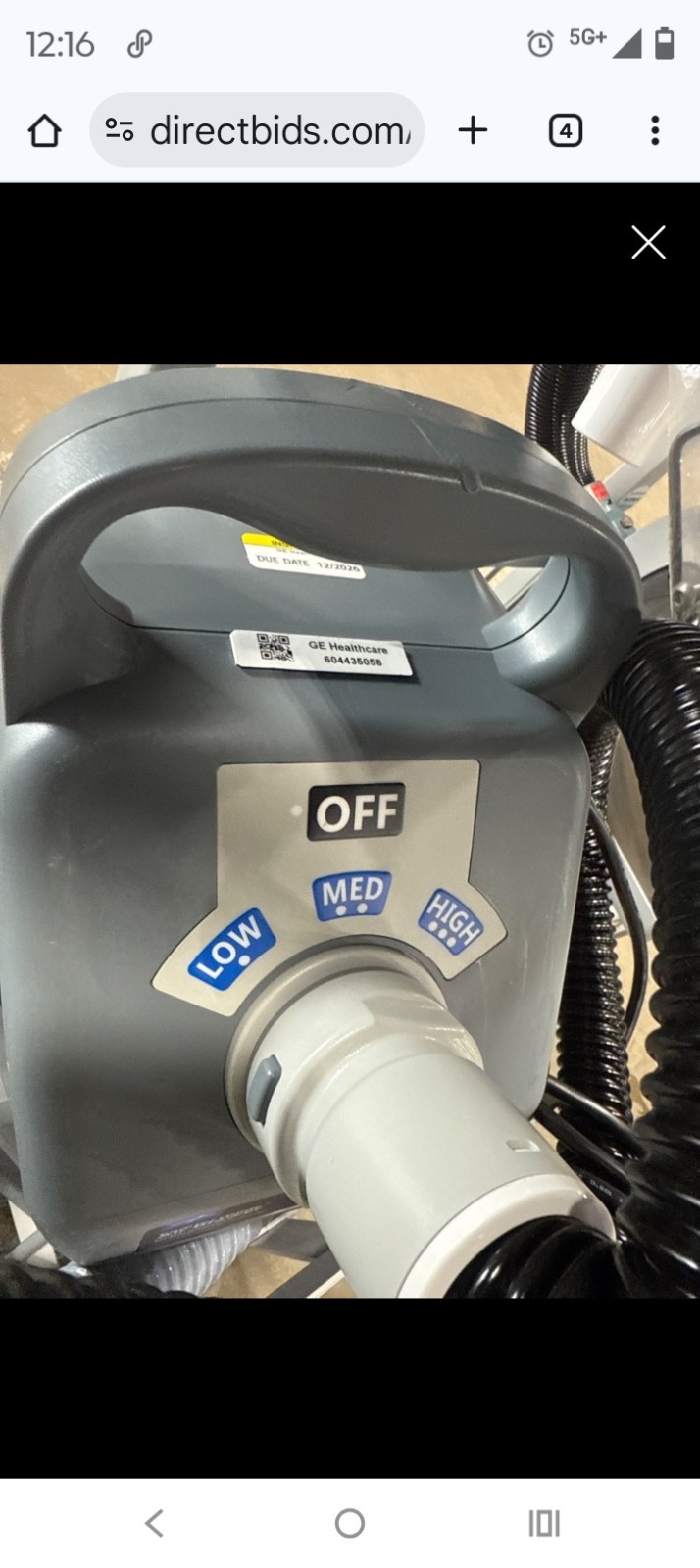 HoverTech HTAIR1200 Medical Air Supply Blower w/Hose HT-Air 1200 Used