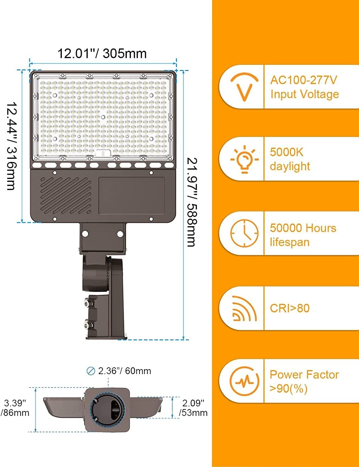 LED Parking Lot Lights 200W 28000LM 2 Pack Slip Fitter Mount Dusk to Dawn IP65