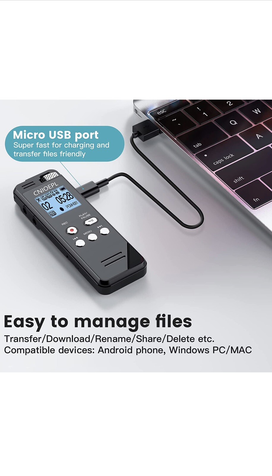 72GB Digital Voice Recorder 1536KBPS 5148h Recording Capacity 24h for Recordi…