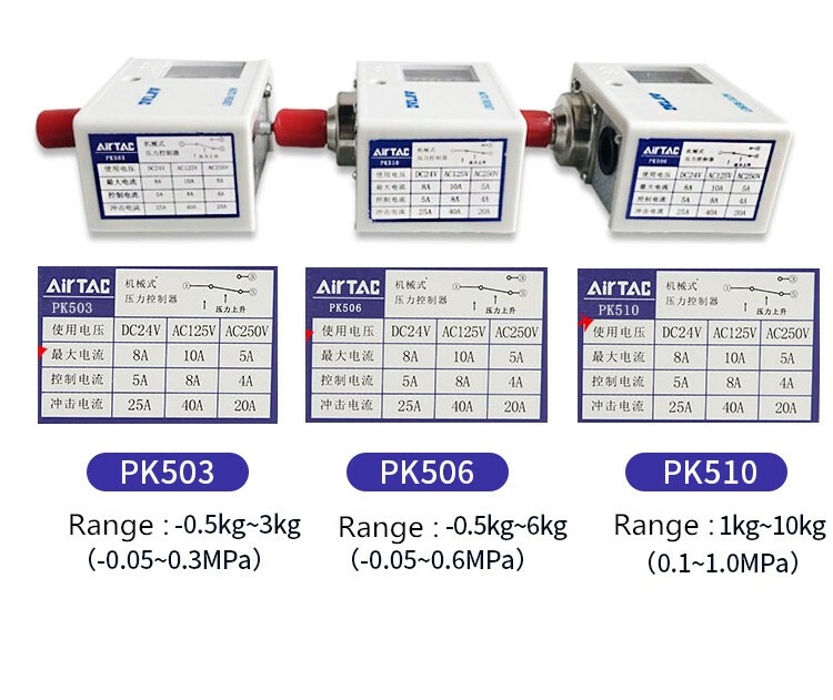 AirTAC PK506 pneumatic mechanical pressure switch 0.05MPa~0.6MPa -0.5kg~6kg