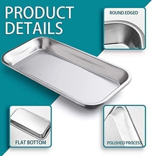 Elegant 3 Pack Surgical Trays in Stainless Steel for Instruments & Daily Use