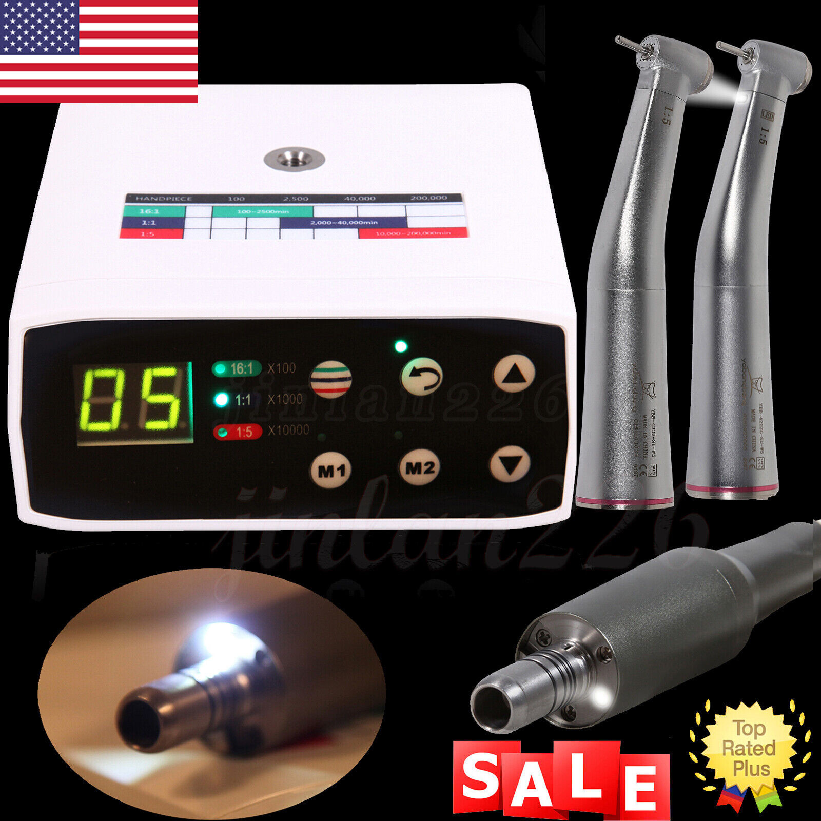 Dental NSK Style Brushless LED Electric Micro Motor /1:5 Increasing Handpiece US