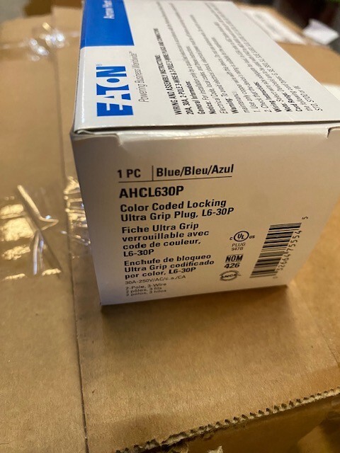 EATON AHCL630P COLOR CODED LOCKING ULTRA GRIP PLUG L6-30P – BUY MORE & SAVE!!