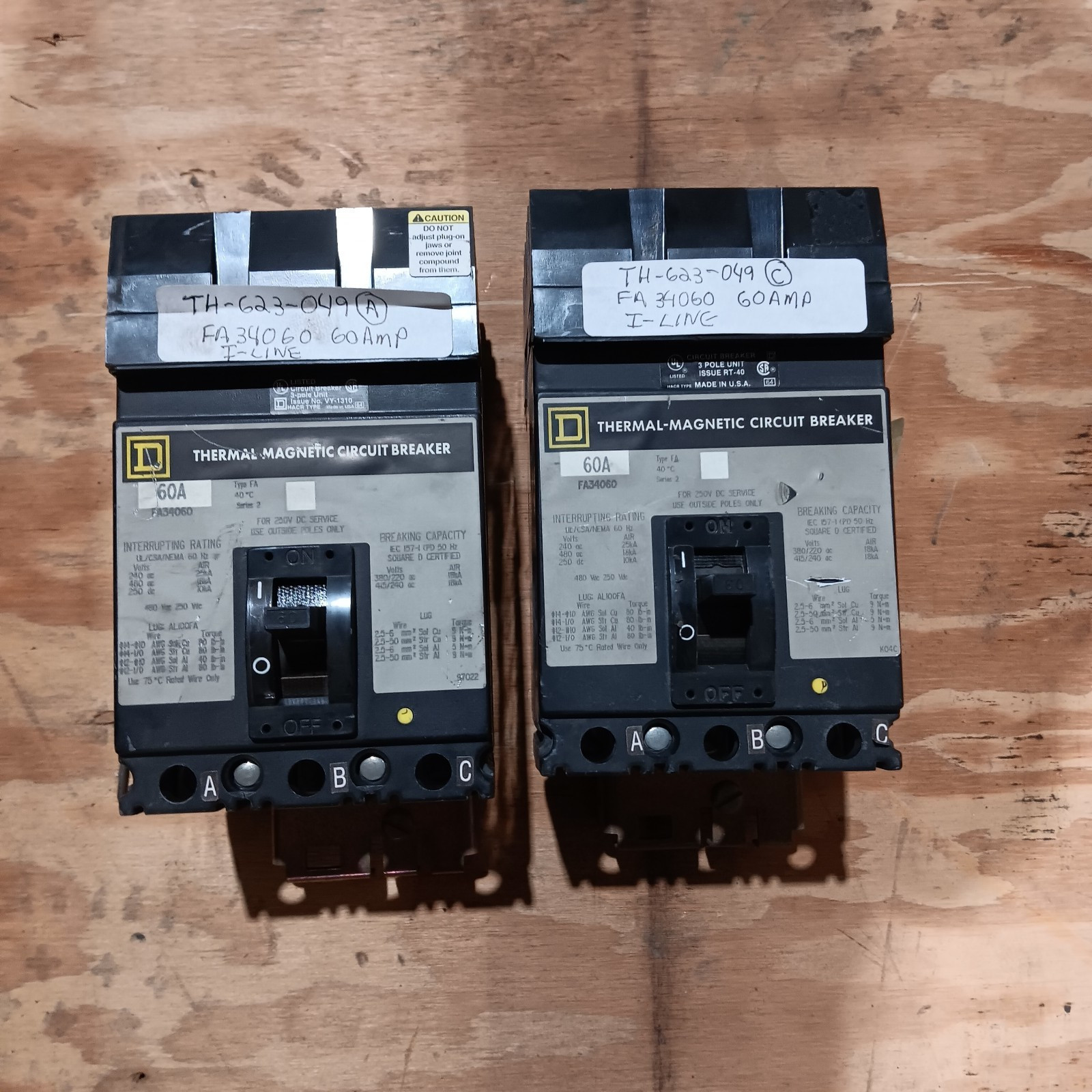 Square D FA34060 60Amp 3Pole 18kA@480VAC I-Line Breaker Excellant condition.