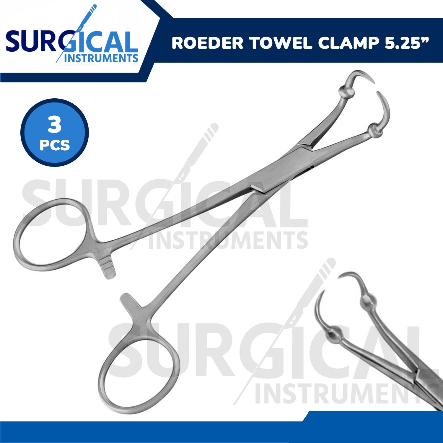 3 Pcs Roeder Towel Clamp Forceps 5.25″ Stainless Steel German Grade