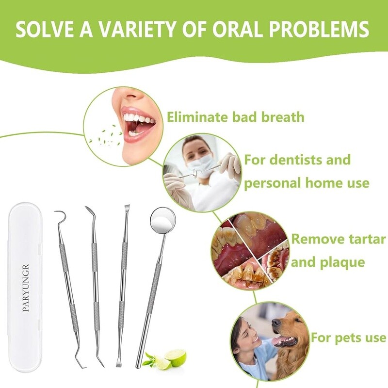Professional Dental Tools Kit Teeth Cleaning Tartar Scraper Personal Pet Use
