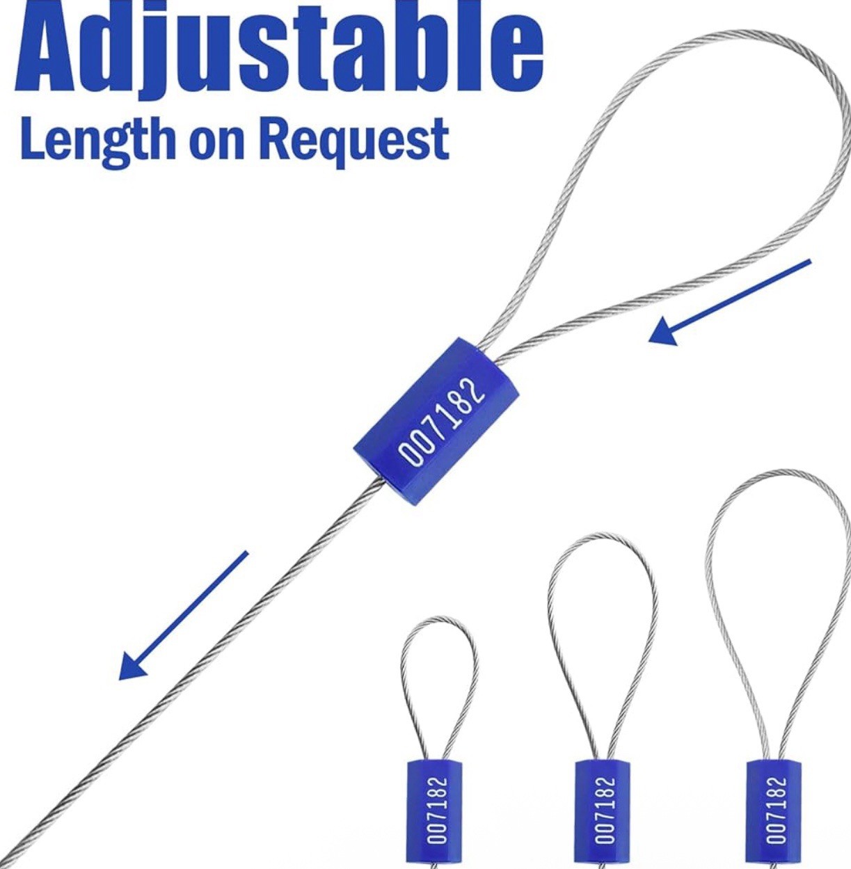 100 PCS Security Cable Seals Numbered Tamper Proof Security Tags, Blue Steel