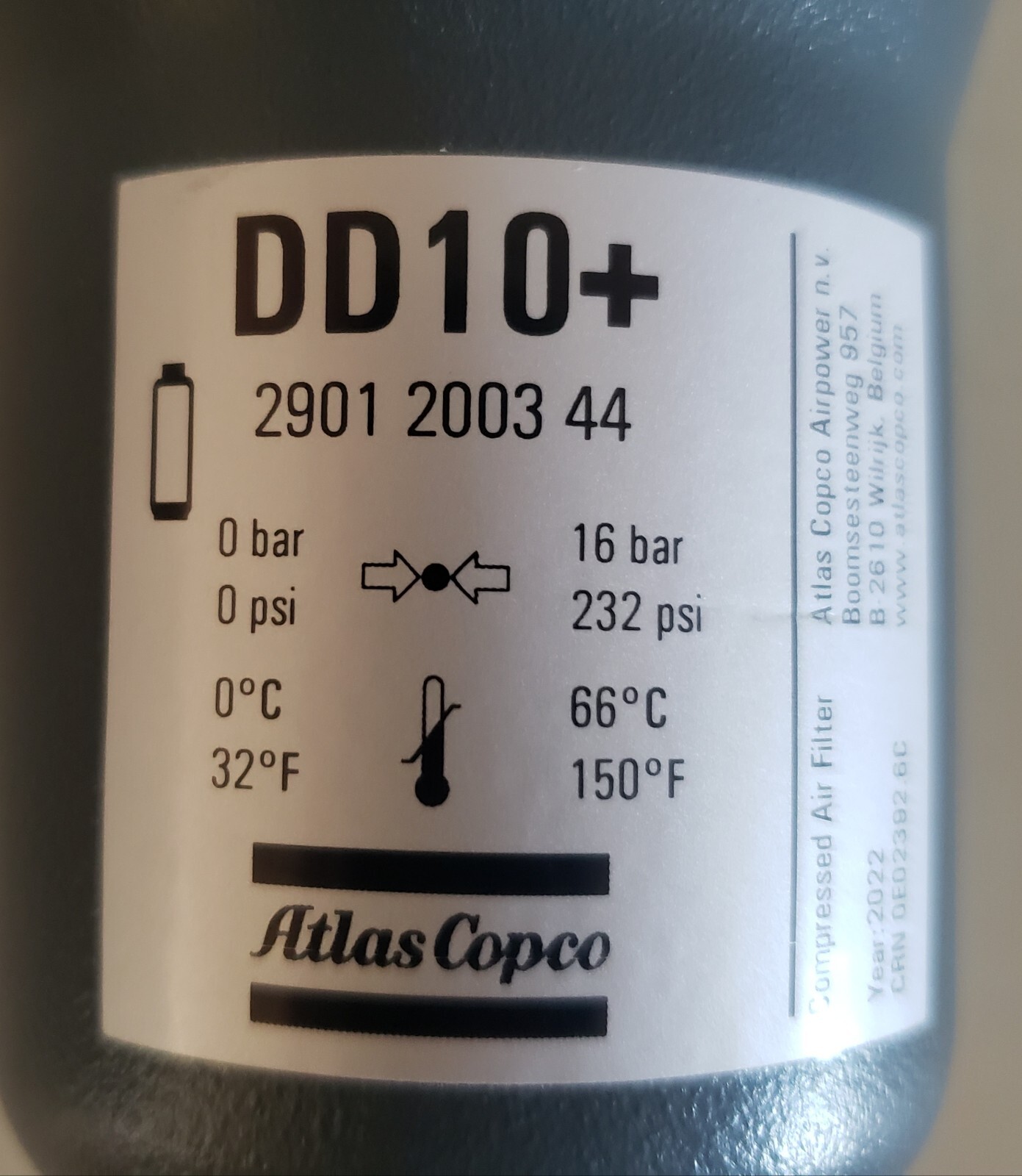 Atlas Copco DD10+ (G 1/2) Compressed Air Filter 2901 2003 44