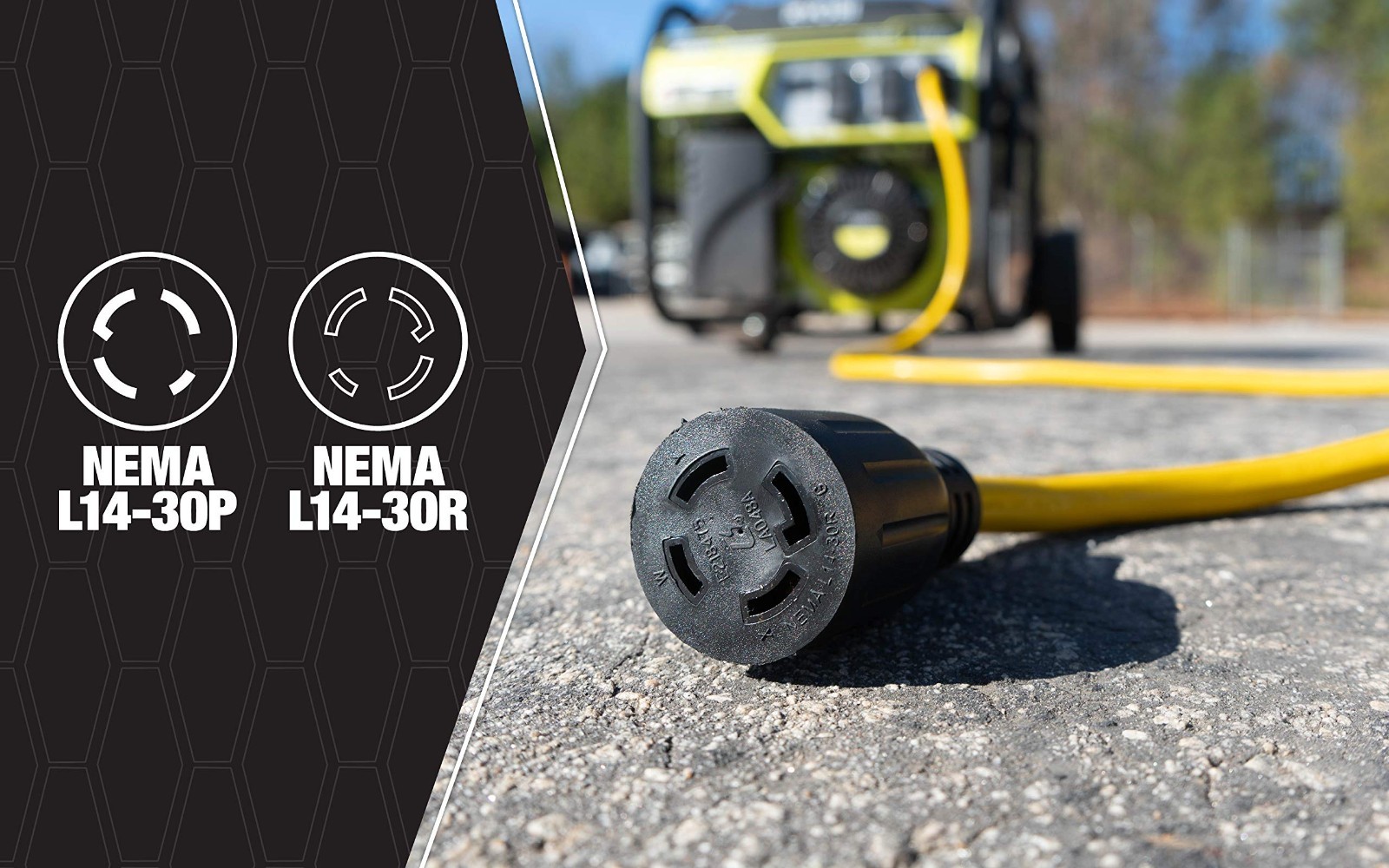 10-Gauge Heavy Duty Generator Power Cord, L14-30 Locking Plug, 20ft, Weather Res