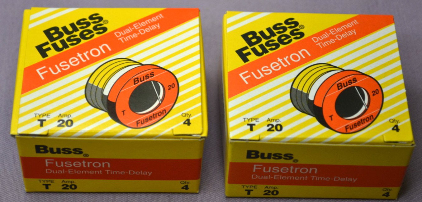 Lot of 8 Bussmann T-20 Fusetron Dual-Element Time Delay Fuse 20A / 125V — New