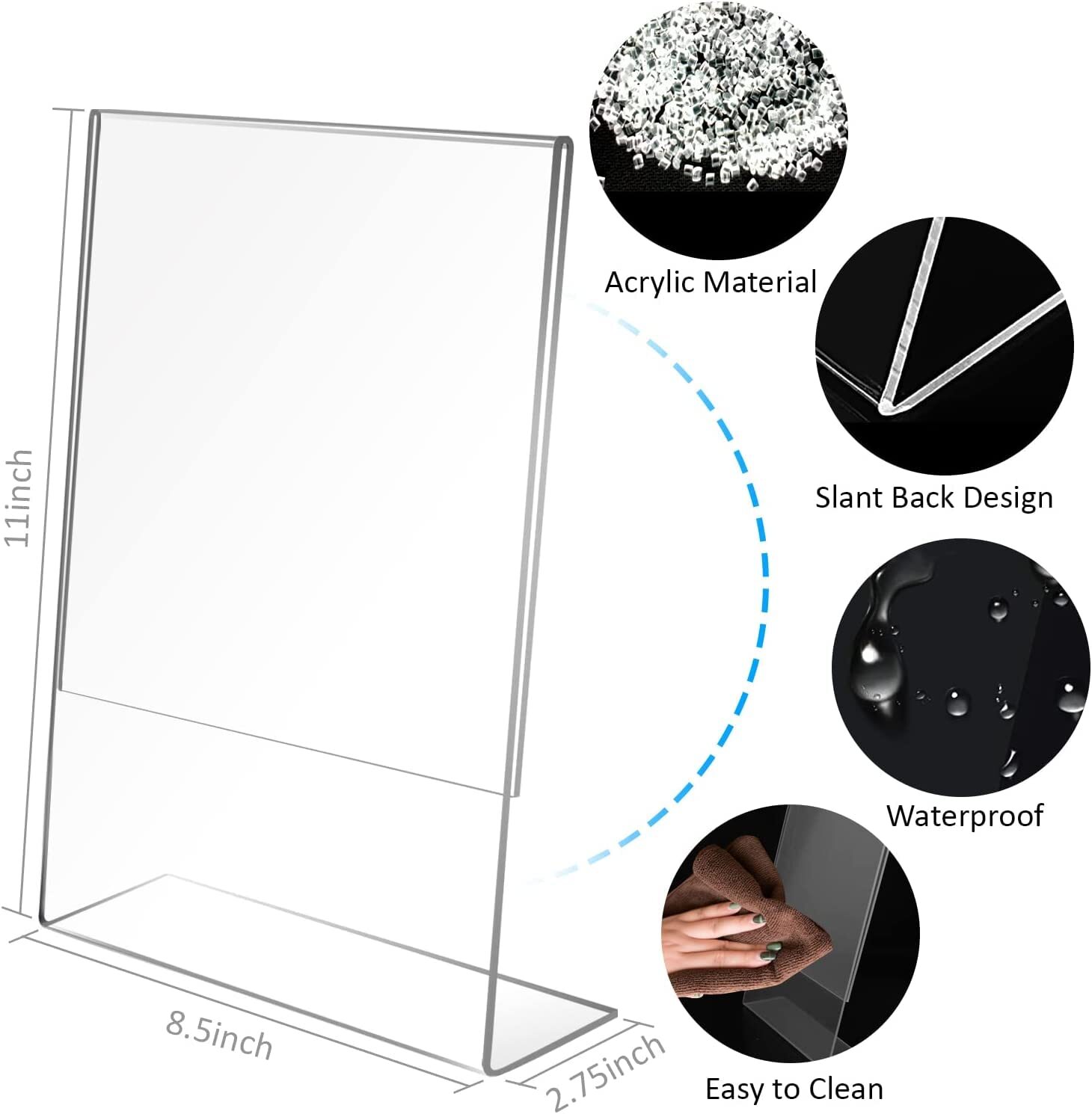 6 Pack 8.5×11 Inch Acrylic Sign Holders Flyer Document Brochure Display Holders