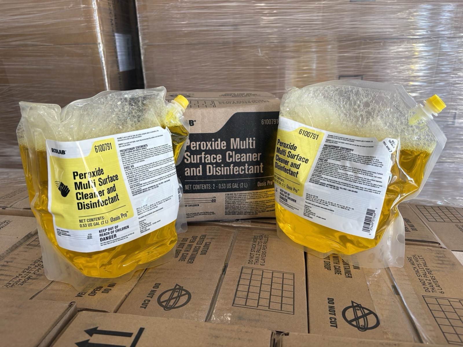 Ecolab 6100791 Peroxide Multi Surface Cleaner 2 Liters Each NEW (2 Bags)