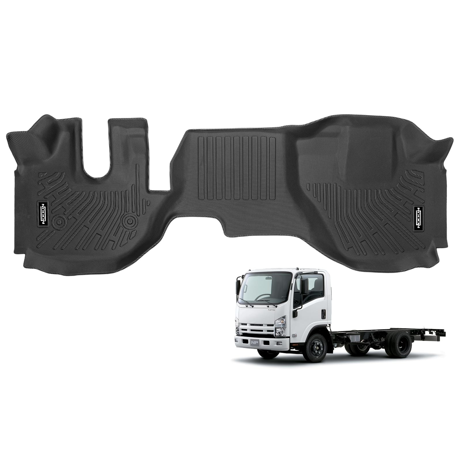 NQOQN Custom Fit Floor Mats for Isuzu NPR/NQR/NRR 2016-2024, All Weather TPE Flo