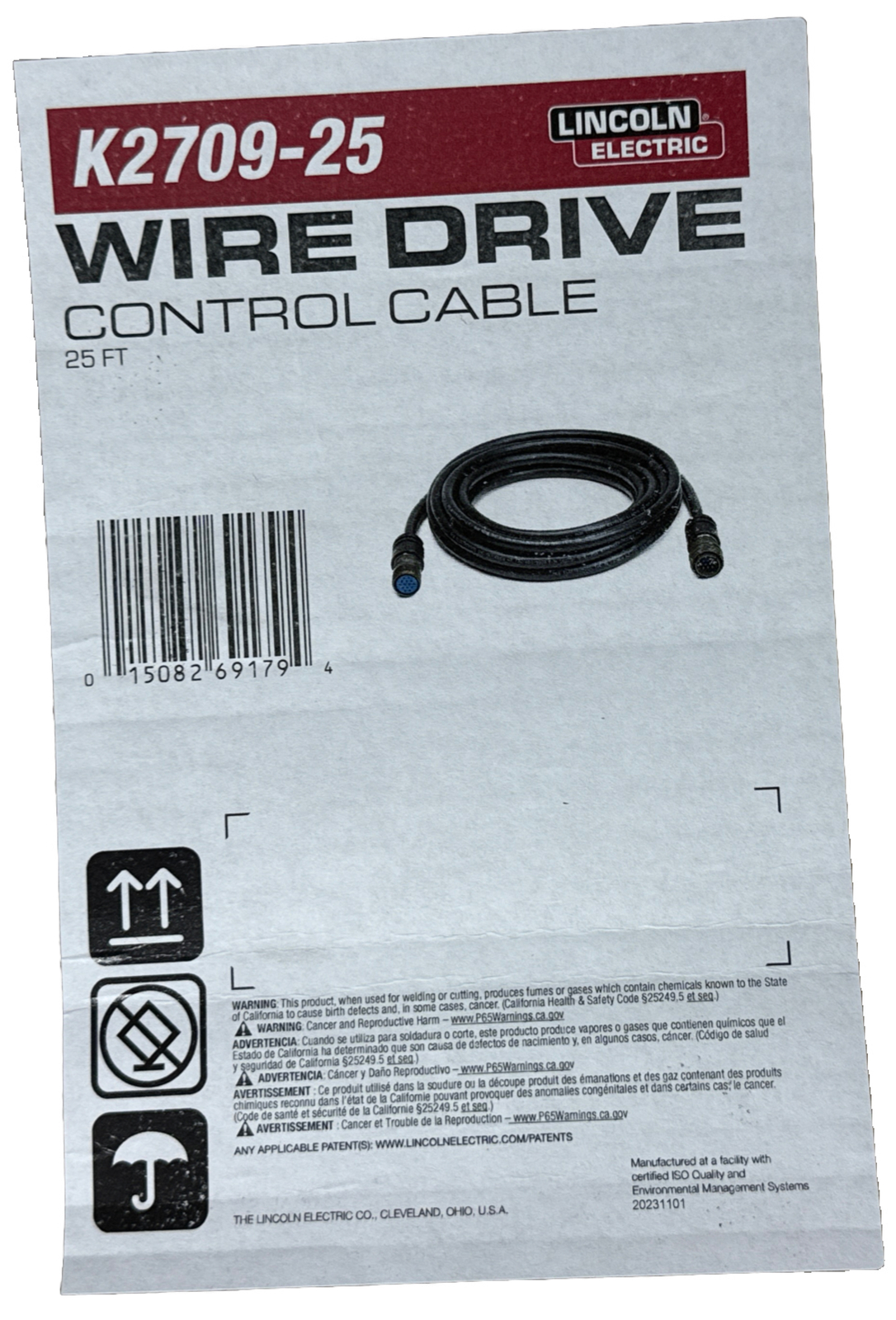 Lincoln Electric K2709-25 Wire Drive Control Cable 25 ft. 14 M To 14 F.