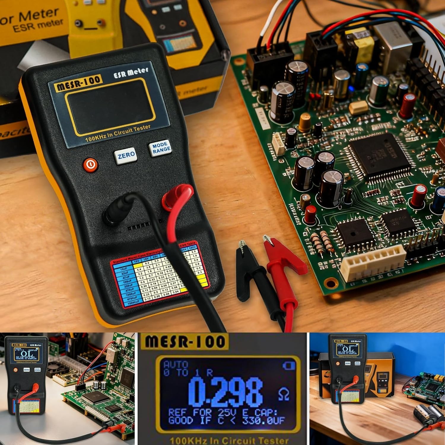New MESR-100 V2 ESR Meter Capacitor Tester 0.01–100Ω Low Ohm Circuit Tester