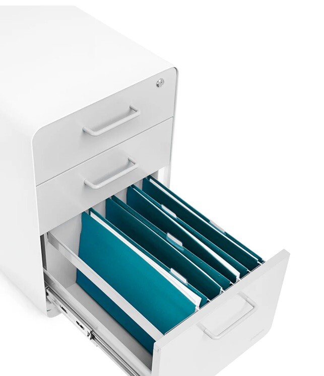 Stow 3-Drawer File Cabinet, Rolling White Gray By Poppin (NEW IN BOX)