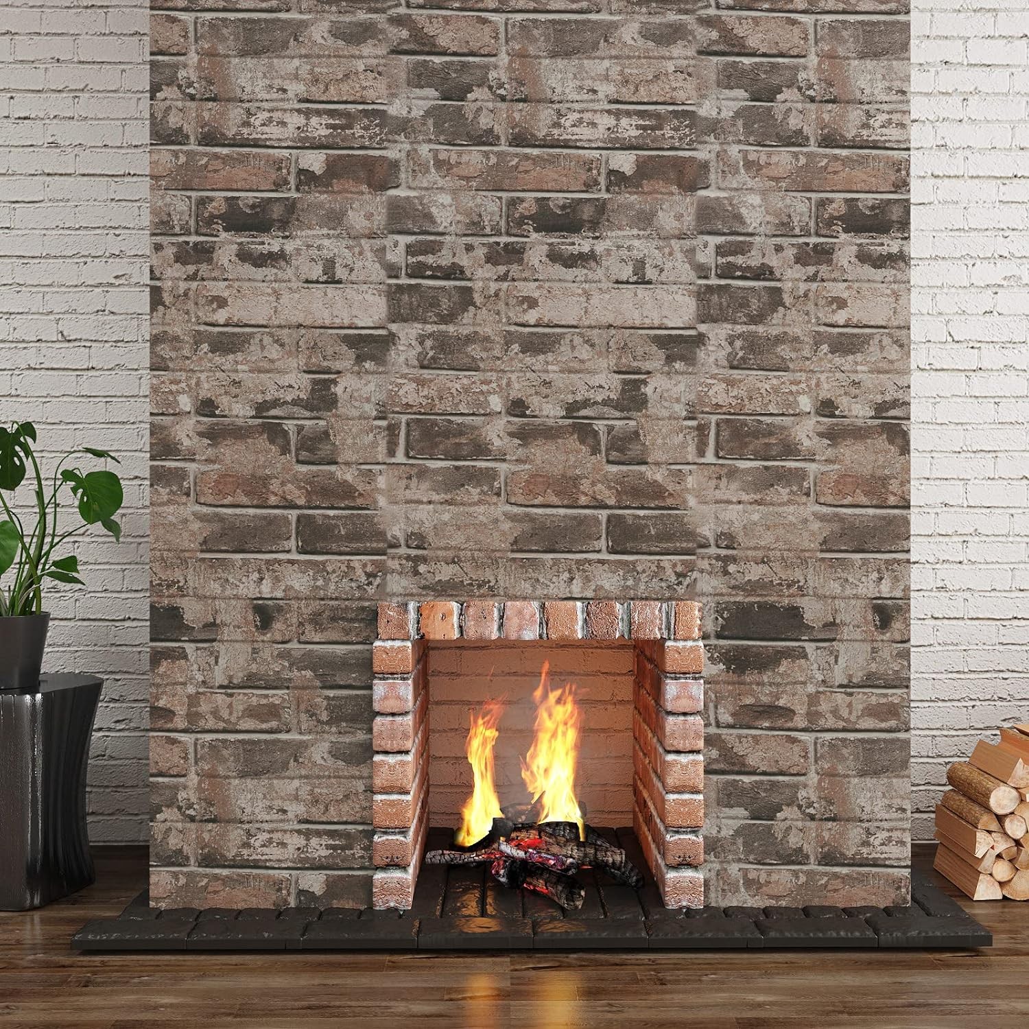VaryPaper Vintage Brown Brick 15.7''x78.7'',