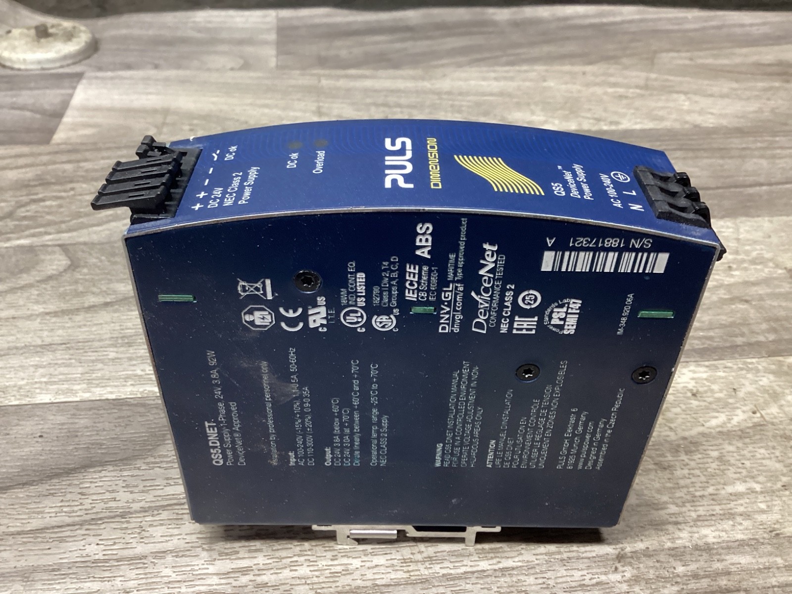 PULS Dimension QS5.DNET NEC Class 2 Power Suppy #135N158