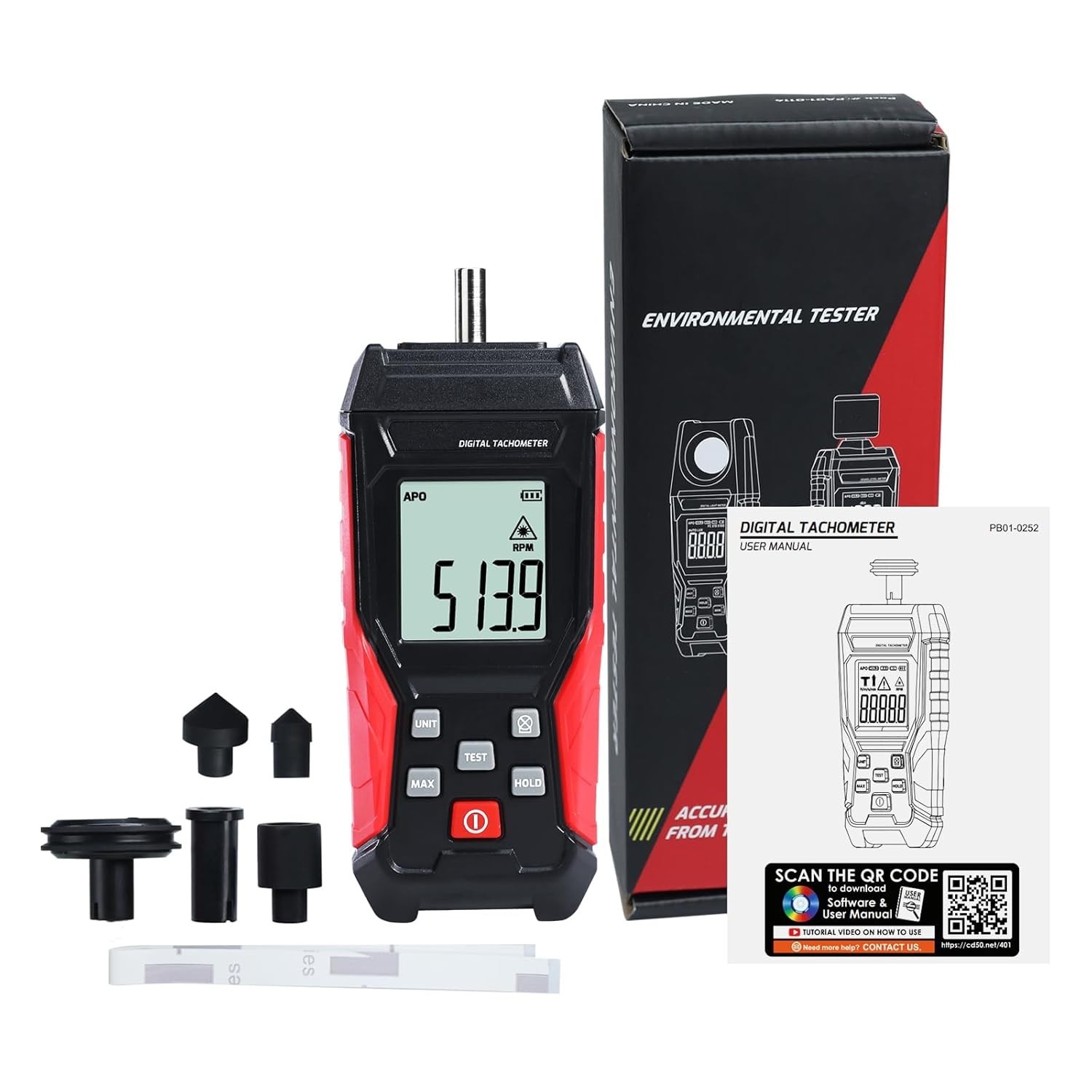 Versatile Digital Tachometer with Data Hold & Backlight – Ideal for Mechanics