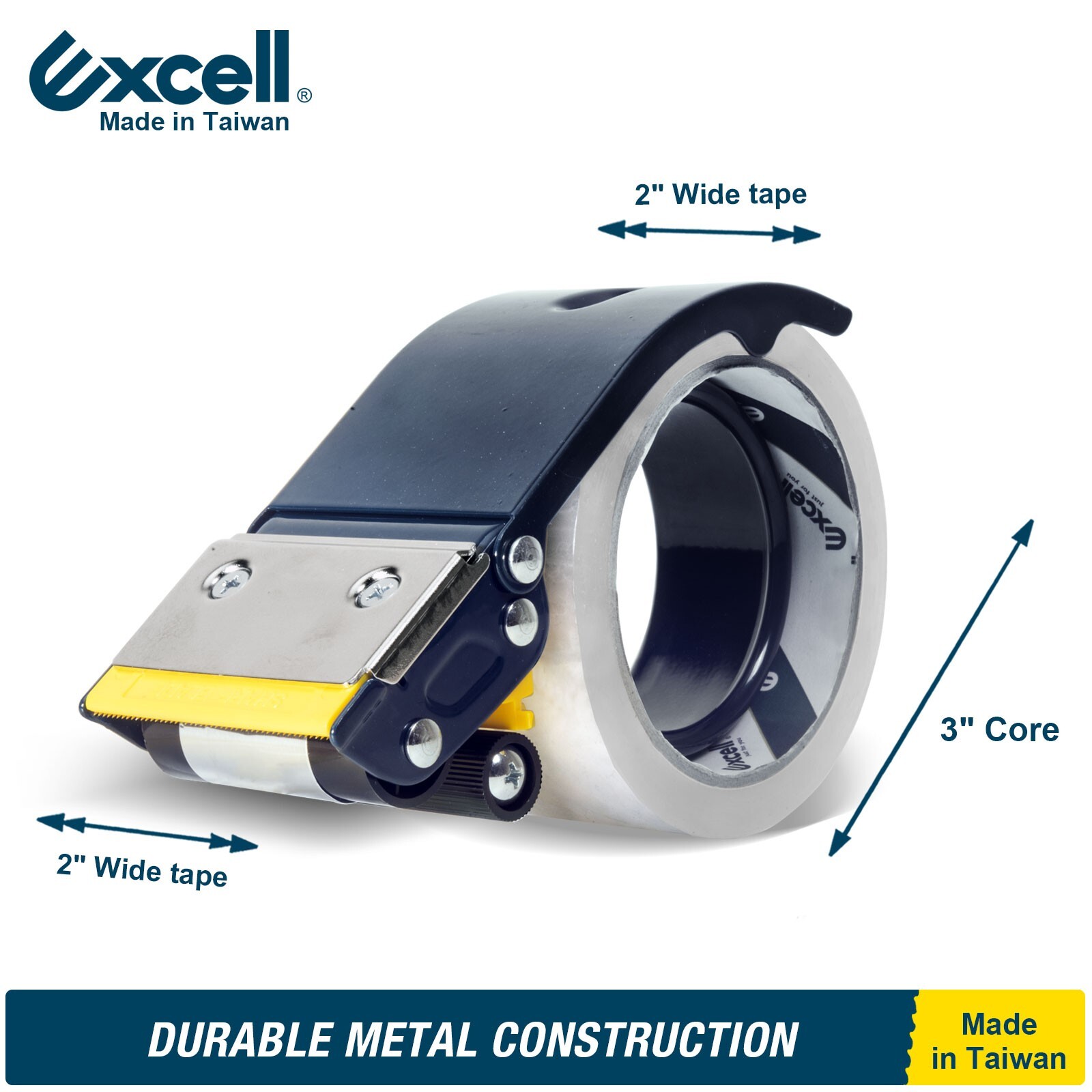Excell Handheld Safety Tape Dispenser for 2″ Tape 3″ Core, Heavy Duty w/o Tape