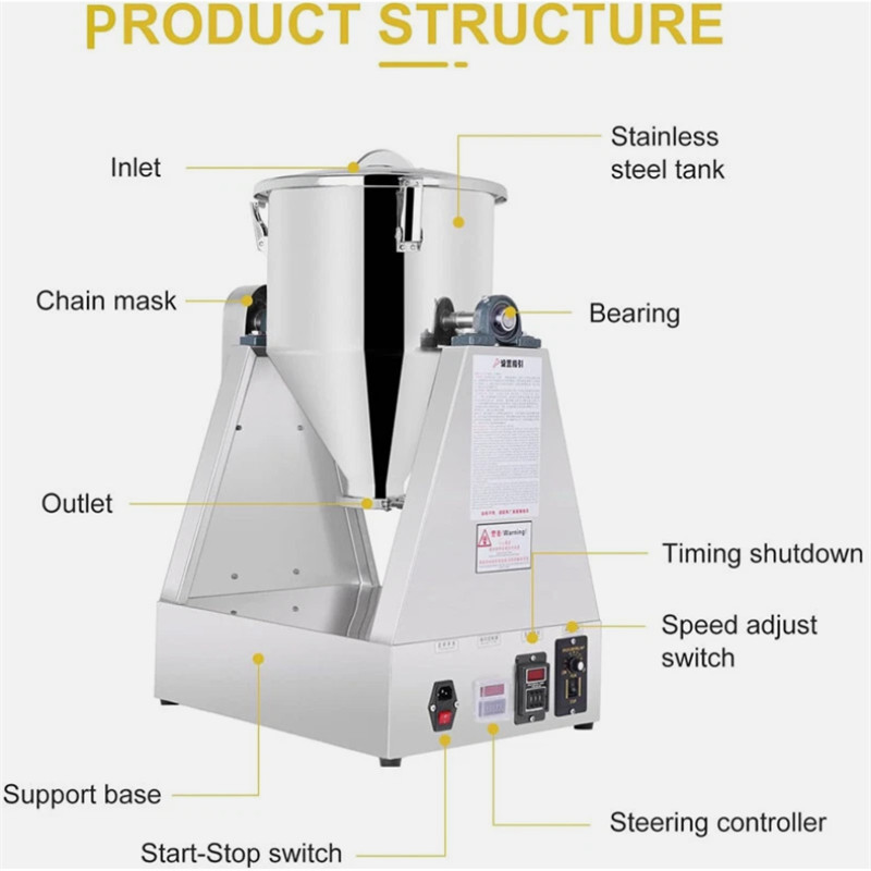 110V 10/20/40L Electric Powder Blender Dry Powder Mixer Automatic Flour Mixer