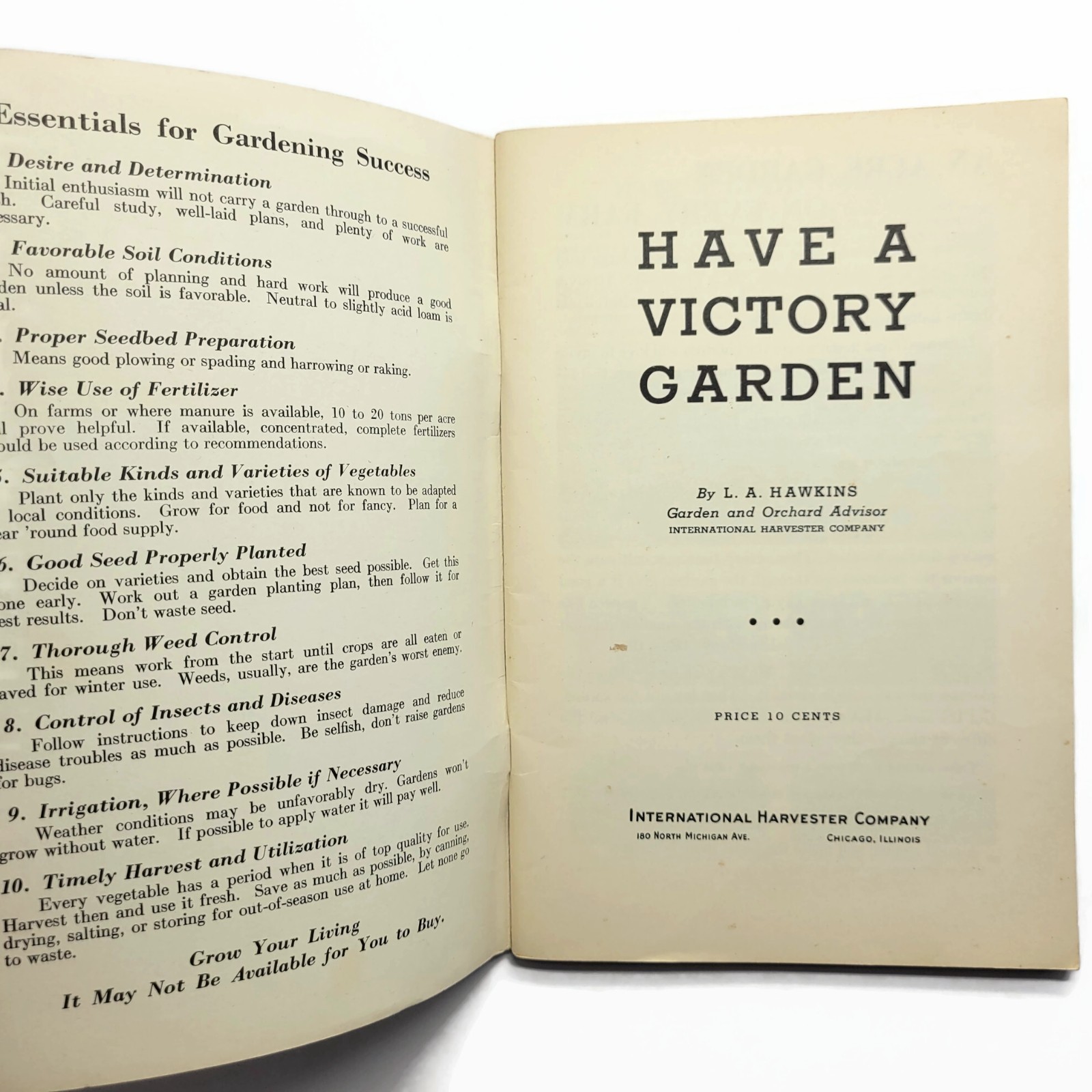 Vintage 1943 WWII Have A Victory Garden Booklet International Harvester Booklet