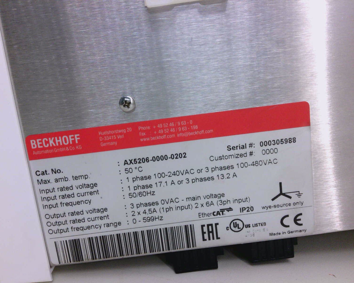 USSP Beckhoff AX5206 Servo Drive AX5206-0000-0202