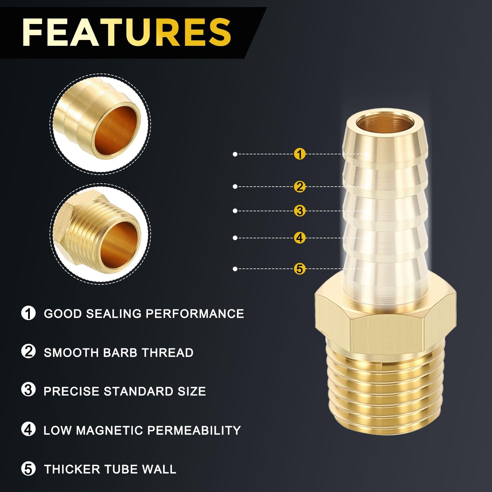 METALLIXITY 2pcs Brass Hose Barbs to NPT 3/8″ Barb To 1/4″ Male,