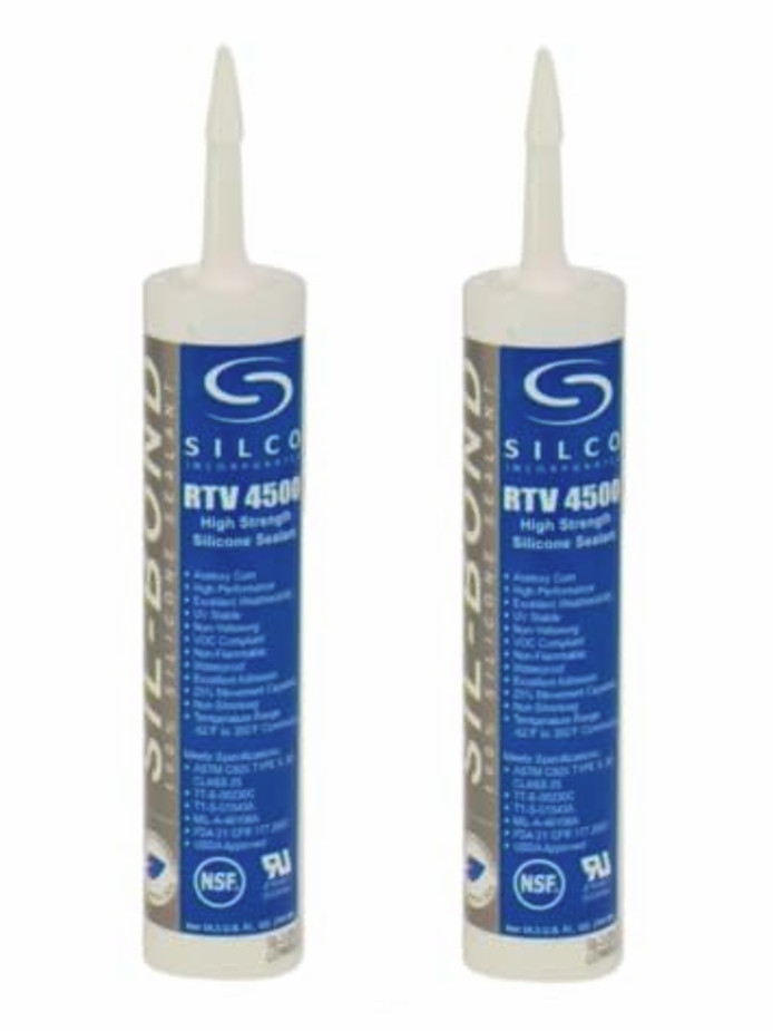 Silco Sil-Bond RTV 4500 High Strength Silicone Caulk 2 Tubes Clear 10.3oz