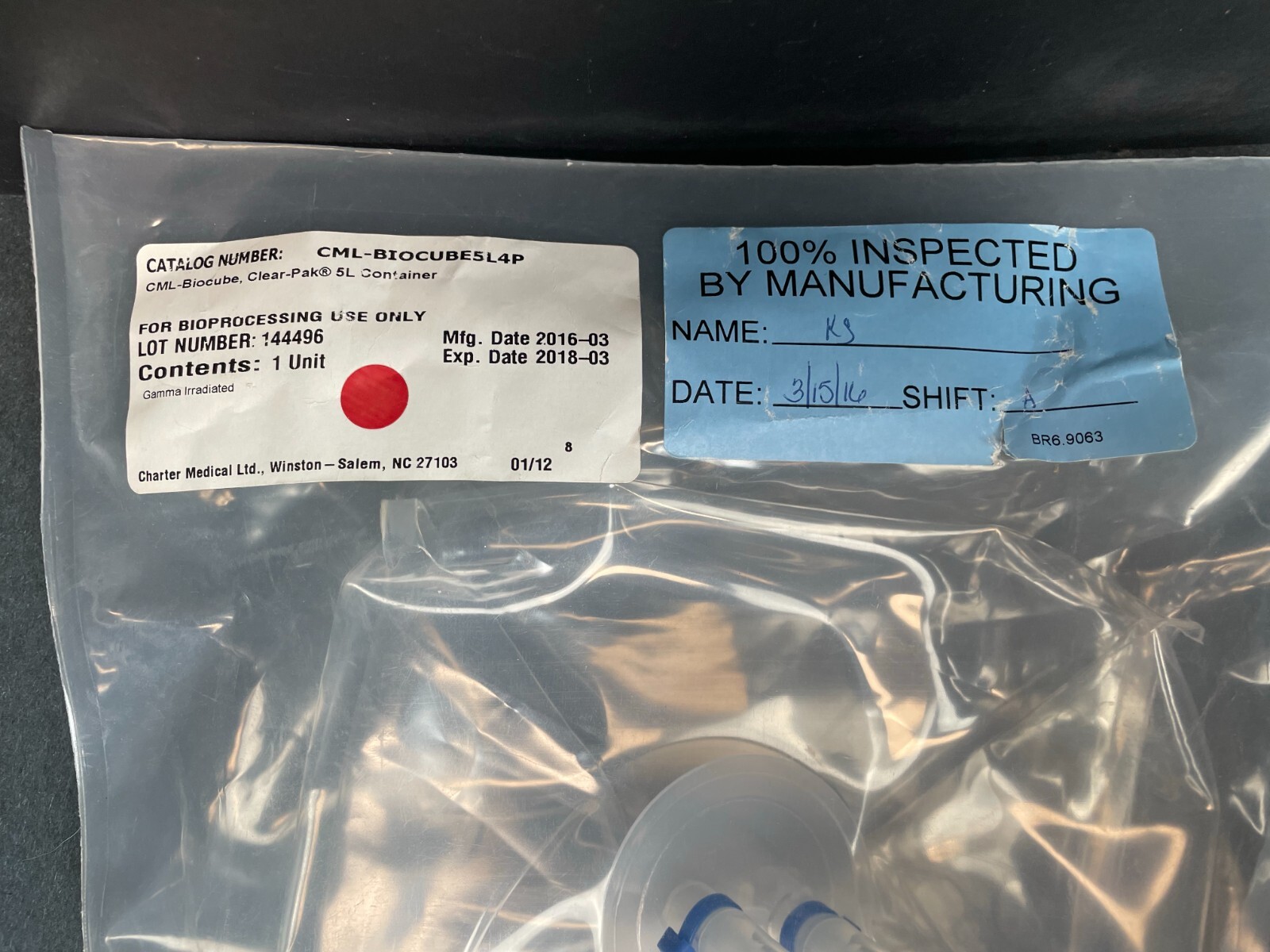 Charter Biocube 4L with Clear Pak Film Storage Container